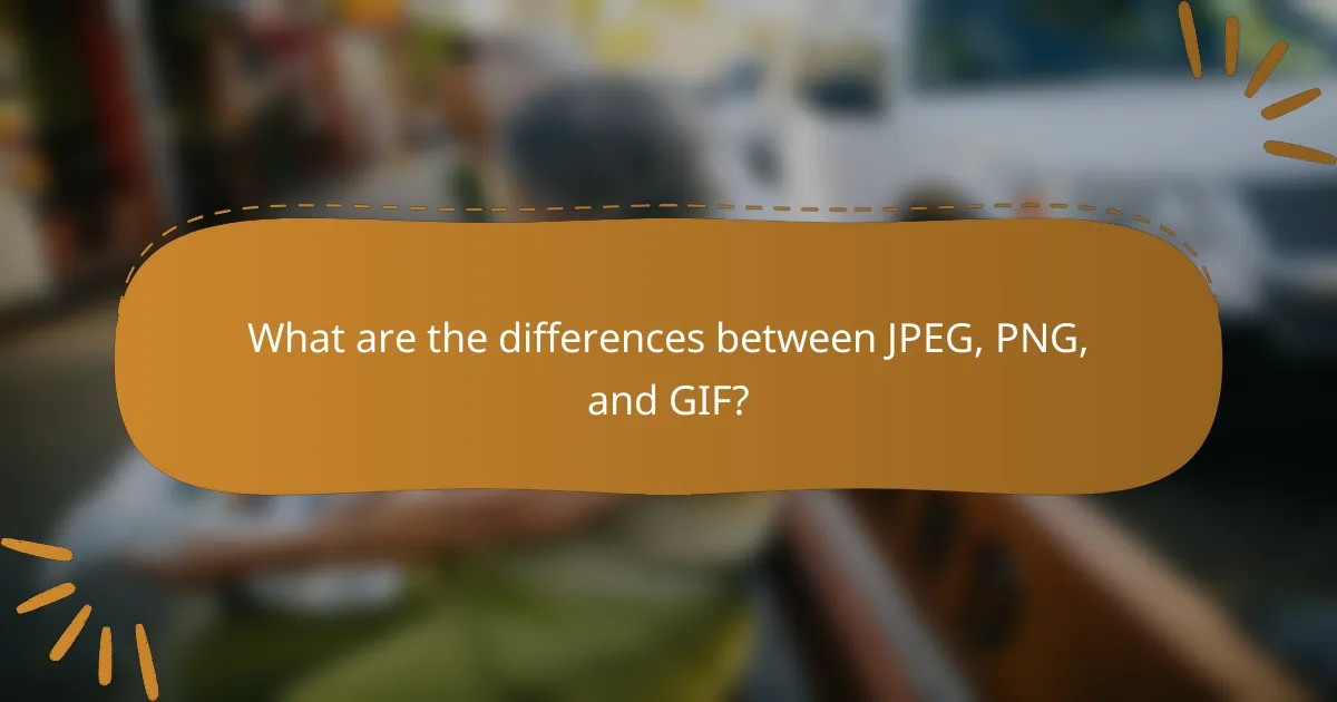 What are the differences between JPEG, PNG, and GIF?