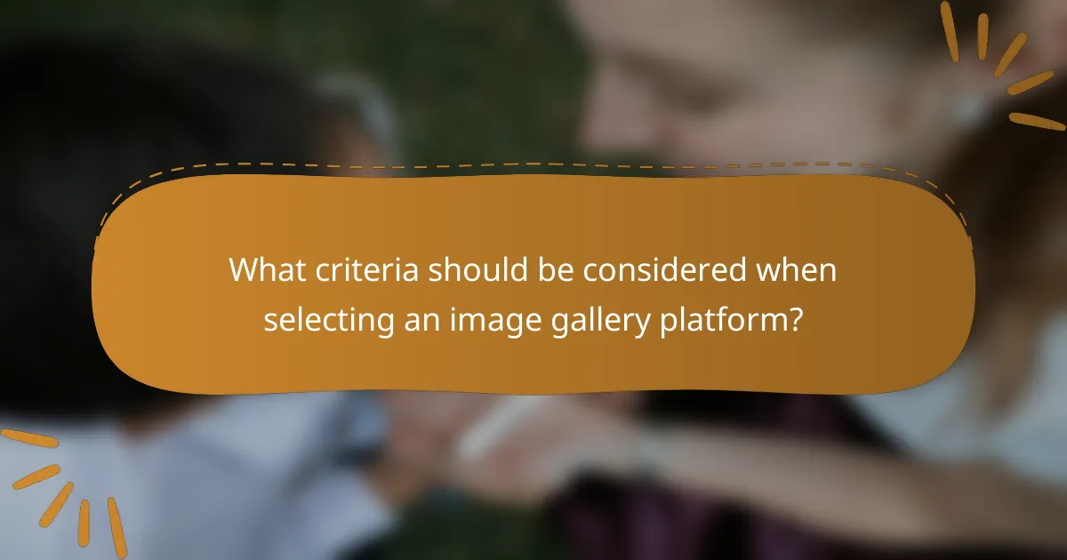 What criteria should be considered when selecting an image gallery platform?
