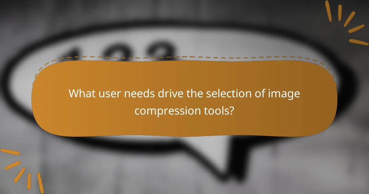 What user needs drive the selection of image compression tools?